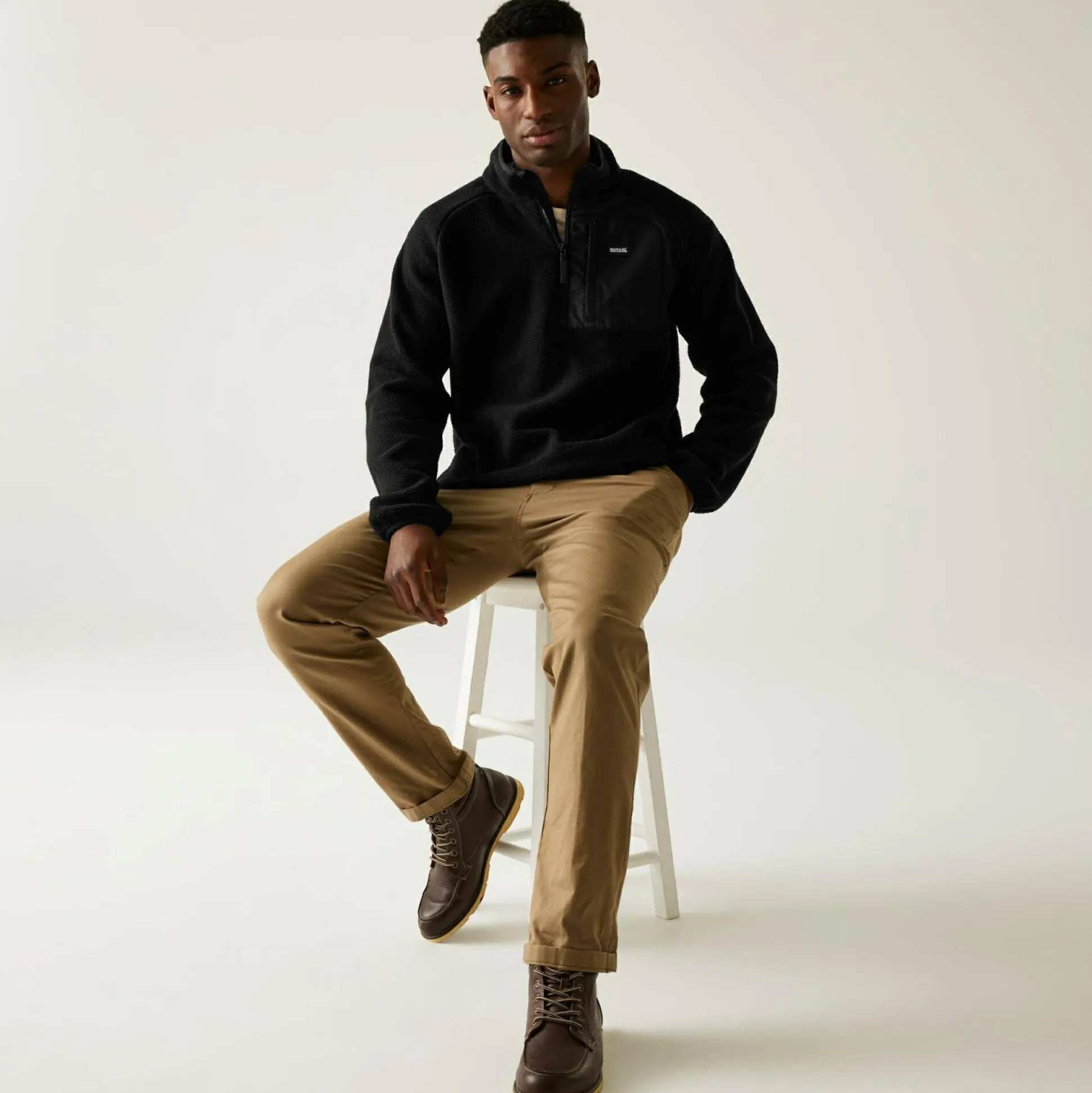Men's Frankie Borg Half Zip Fleece | Black