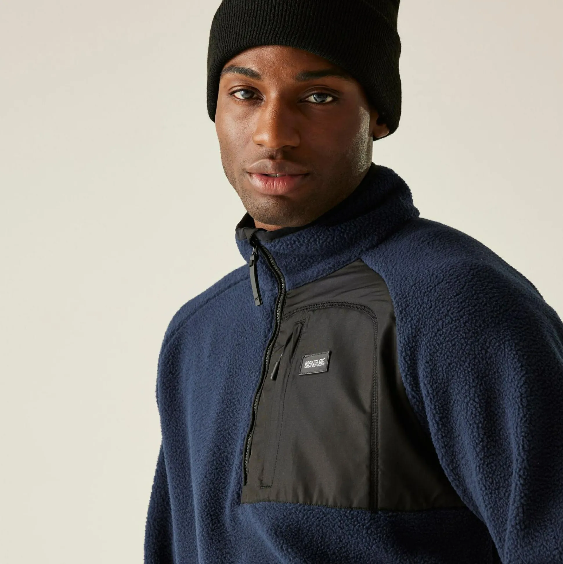 Men's Frankie Borg Half Zip Fleece | Navy Blue