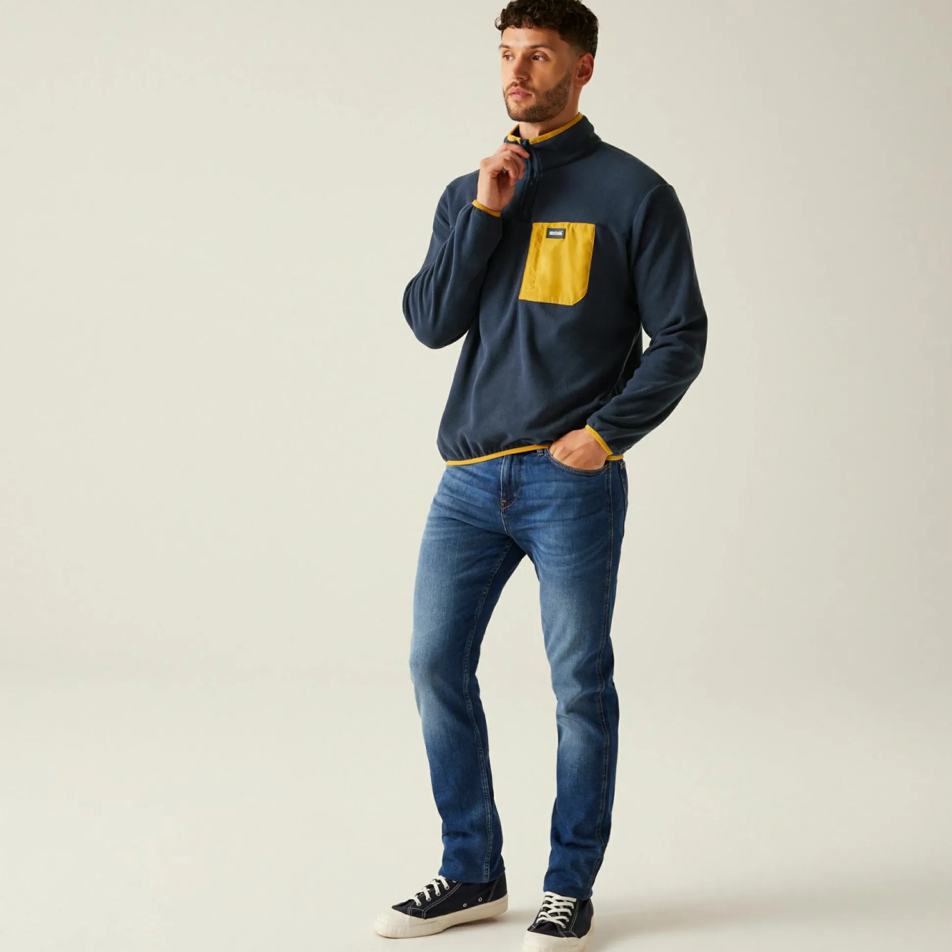Men's Frankie Half Zip Fleece | Navy Mustard