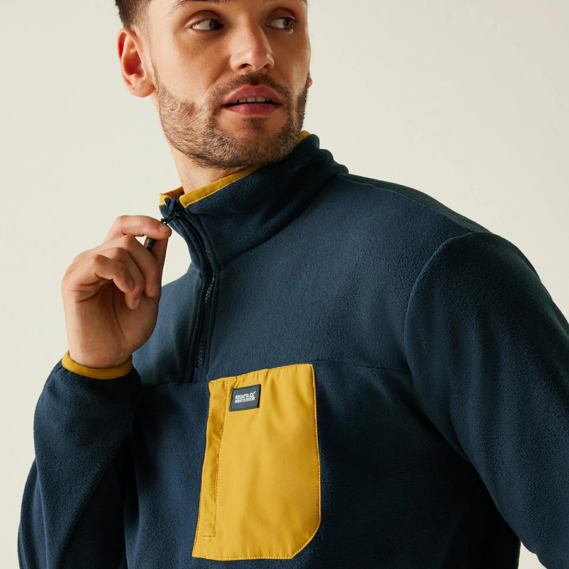 Men's Frankie Half Zip Fleece | Navy Mustard