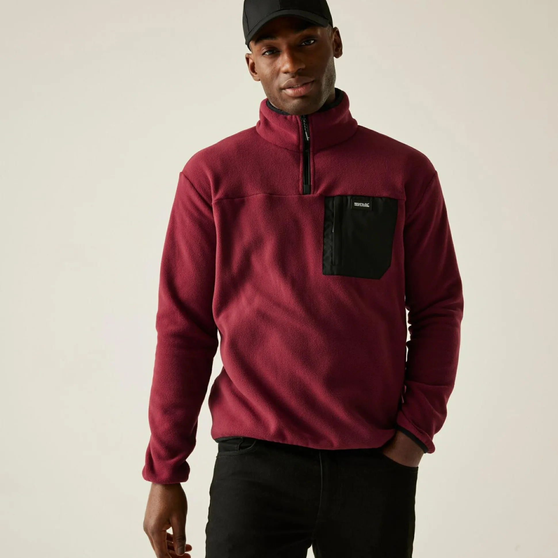 Men's Frankie Half Zip Fleece | Dark Maroon