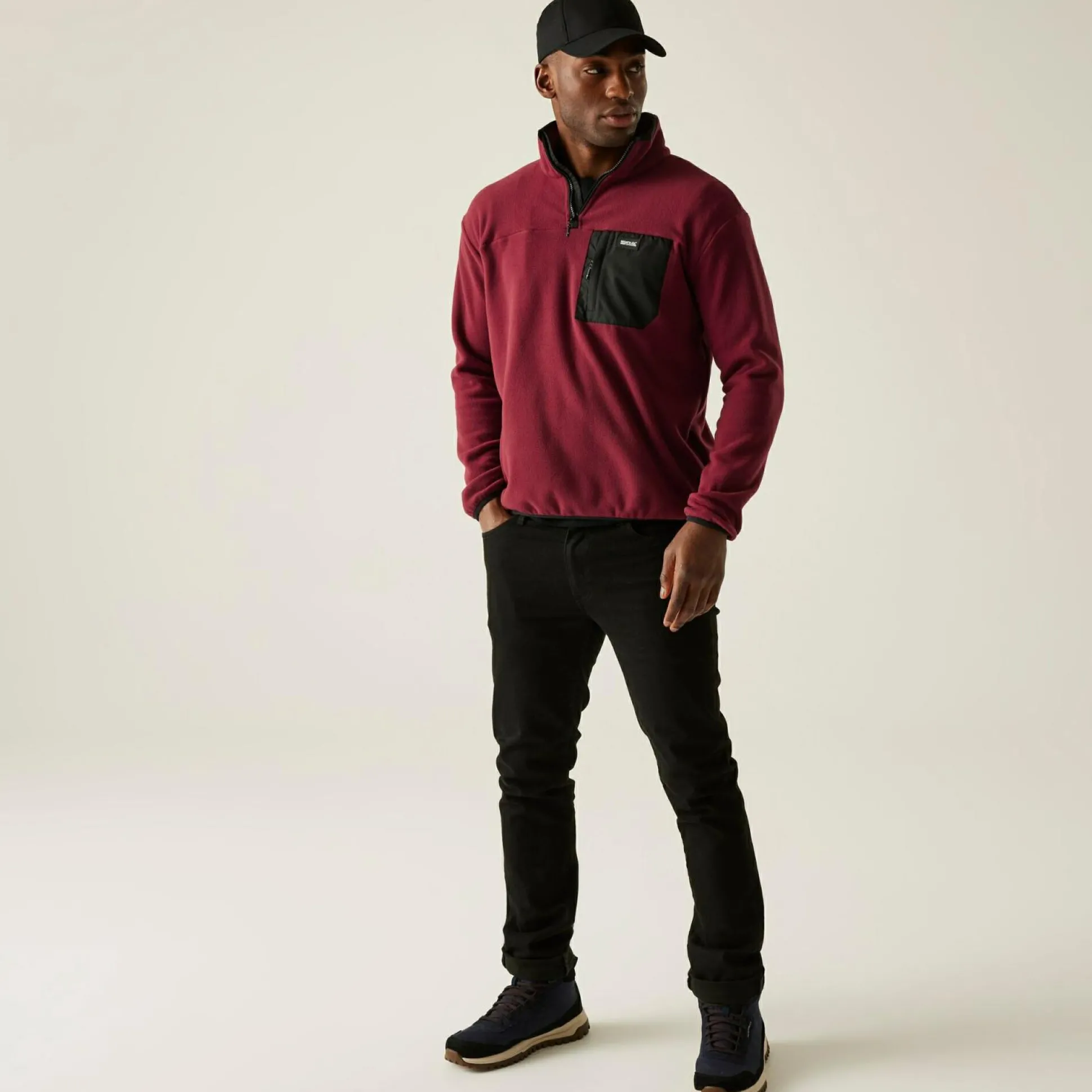 Men's Frankie Half Zip Fleece | Dark Maroon