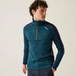 Men's Hepley Half Zip Lightweight Fleece | Moroccan Blue Marl Moonlight Denim