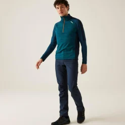 Men's Hepley Half Zip Lightweight Fleece | Moroccan Blue Marl Moonlight Denim