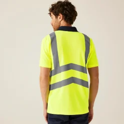Men's Hi Vis Pro Reflective Polo Work Shirt | Yellow Navy
