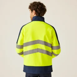 Men's Hi-Vis 3 Layer Softshell Reflective Work Jacket | Yellow Navy