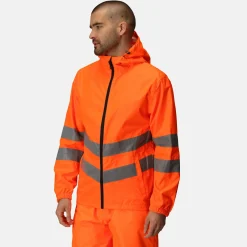 Men's Hi-Vis Pro Waterproof Reflective Packaway Work Jacket | Orange