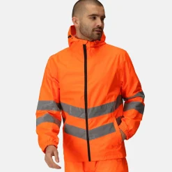 Men's Hi-Vis Pro Waterproof Reflective Packaway Work Jacket | Orange