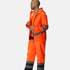 Men's Hi-Vis Pro Waterproof Reflective Packaway Work Jacket | Orange