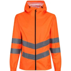Men's Hi-Vis Pro Waterproof Reflective Packaway Work Jacket | Orange