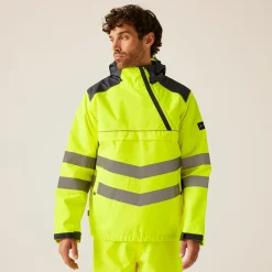 Men's Hi-Vis Waterproof Insulated Reflective Overhead Bomber Jacket | Yellow Grey