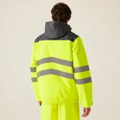 Men's Hi-Vis Waterproof Insulated Reflective Overhead Bomber Jacket | Yellow Grey