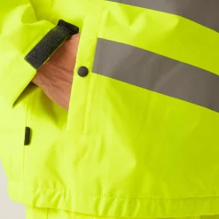 Men's Hi-Vis Waterproof Insulated Reflective Overhead Bomber Jacket | Yellow Grey