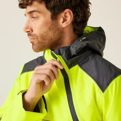 Men's Hi-Vis Waterproof Insulated Reflective Overhead Bomber Jacket | Yellow Grey