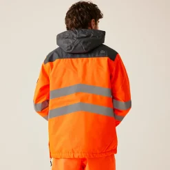 Men's Hi-Vis Waterproof Insulated Reflective Overhead Bomber Jacket | Orange Grey