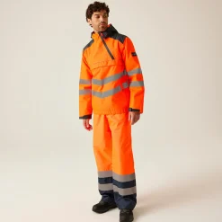 Men's Hi-Vis Waterproof Insulated Reflective Overhead Bomber Jacket | Orange Grey