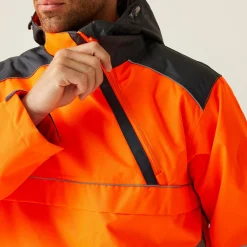 Men's Hi-Vis Waterproof Insulated Reflective Overhead Bomber Jacket | Orange Grey