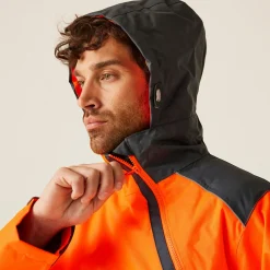 Men's Hi-Vis Waterproof Insulated Reflective Overhead Bomber Jacket | Orange Grey