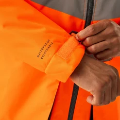 Men's Hi-Vis Waterproof Reflective Hooded Jacket | Orange Grey