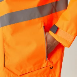 Men's Hi-Vis Waterproof Reflective Hooded Jacket | Orange Grey