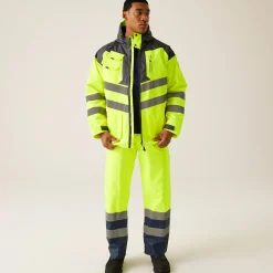 Men's Hi-Vis Waterproof Reflective Hooded Jacket | Yellow Grey