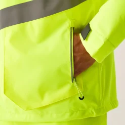 Men's Hi-Vis Waterproof Reflective Hooded Jacket | Yellow Grey