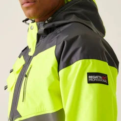 Men's Hi-Vis Waterproof Reflective Hooded Jacket | Yellow Grey