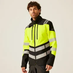 Men's Hi-Vis X PRO 3 Layer Softshell Jacket - Class 2 | Black Yellow