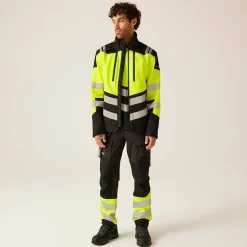Men's Hi-Vis X PRO 3 Layer Softshell Jacket - Class 2 | Black Yellow