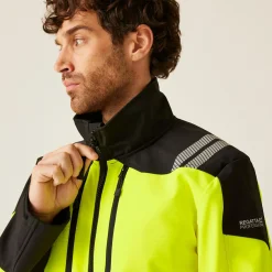 Men's Hi-Vis X PRO 3 Layer Softshell Jacket - Class 2 | Black Yellow