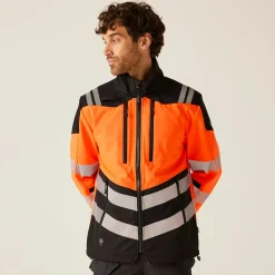 Men's Hi-Vis X PRO 3 Layer Softshell Jacket - Class 2 | Black Orange