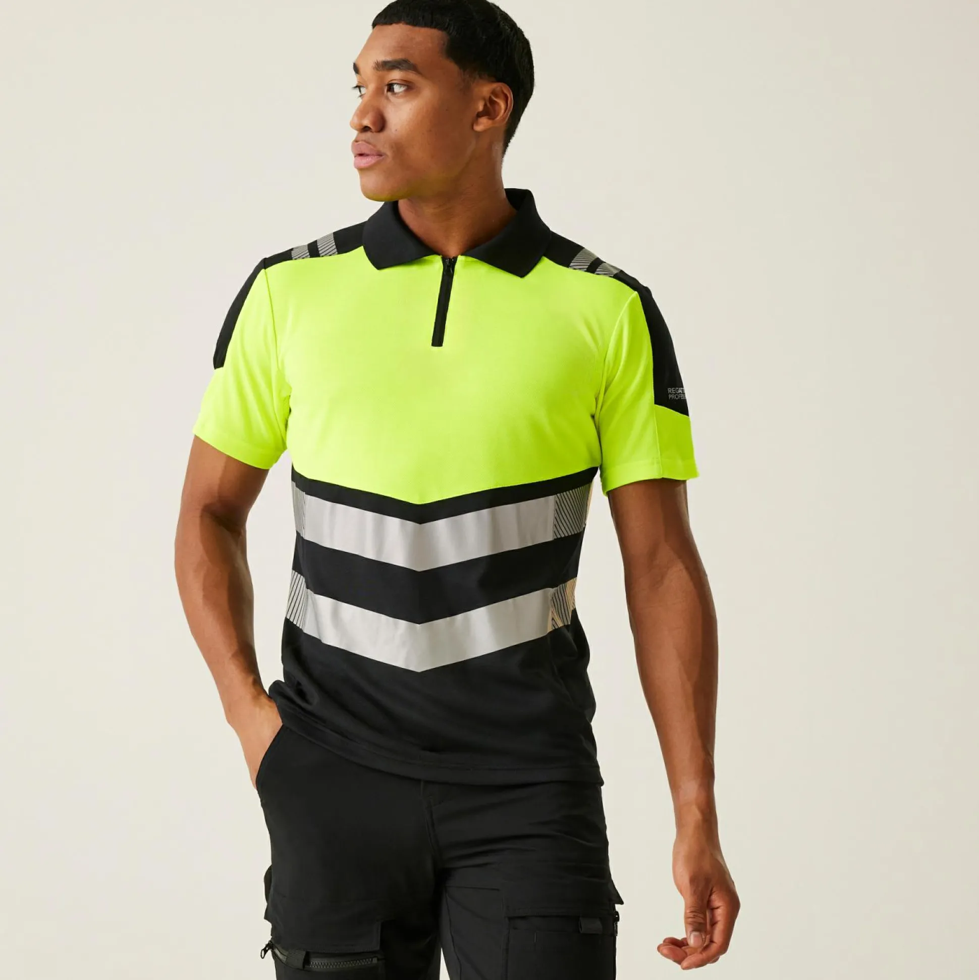 Men's Hi-Vis X-Pro Polo - Class 1 | Black Yellow