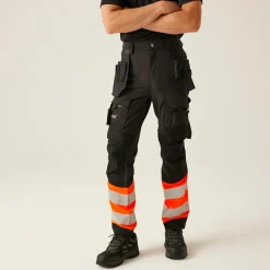 Men's Hi-Vis X-Pro Stretch Holster Trousers - Class 1 | Black Orange