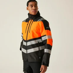 Men's Hi-VIS X-PRO Waterproof Shell Jacket - Class 2 | Black Orange