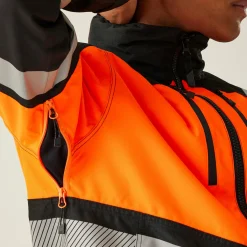 Men's Hi-VIS X-PRO Waterproof Shell Jacket - Class 2 | Black Orange