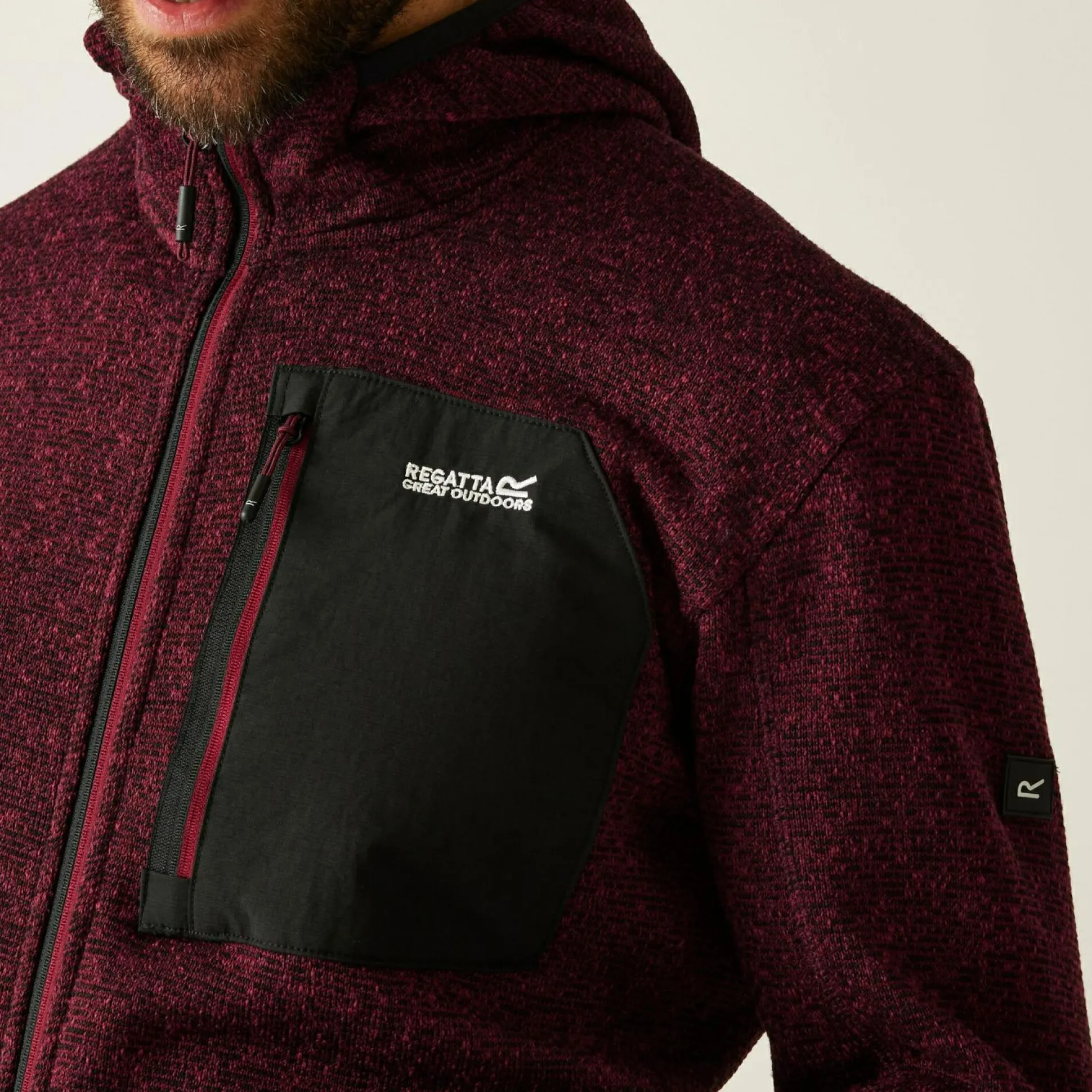Men's Hooded Newhill Full Zip Fleece | Dark Maroon