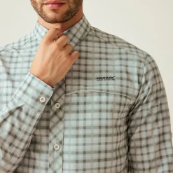 Men's Insect-Repellent Packaway Long Sleeve Shirt | Stone White Check
