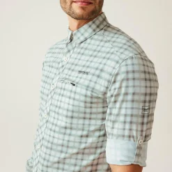 Men's Insect-Repellent Packaway Long Sleeve Shirt | Stone White Check
