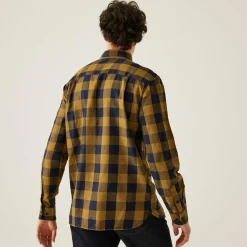 Men's Lance Long Sleeved Checked Shirt | Navy Umber Bold