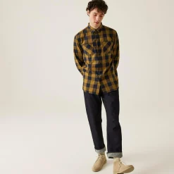 Men's Lance Long Sleeved Checked Shirt | Navy Umber Bold