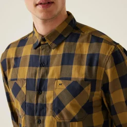 Men's Lance Long Sleeved Checked Shirt | Navy Umber Bold