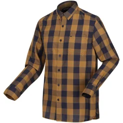 Men's Lance Long Sleeved Checked Shirt | Navy Umber Bold