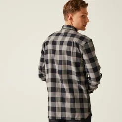 Men's Lance Long Sleeved Checked Shirt | Black Dark Grey Bold Check
