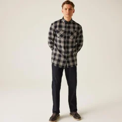 Men's Lance Long Sleeved Checked Shirt | Black Dark Grey Bold Check
