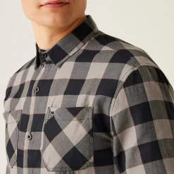 Men's Lance Long Sleeved Checked Shirt | Black Dark Grey Bold Check