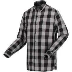 Men's Lance Long Sleeved Checked Shirt | Black Dark Grey Bold Check