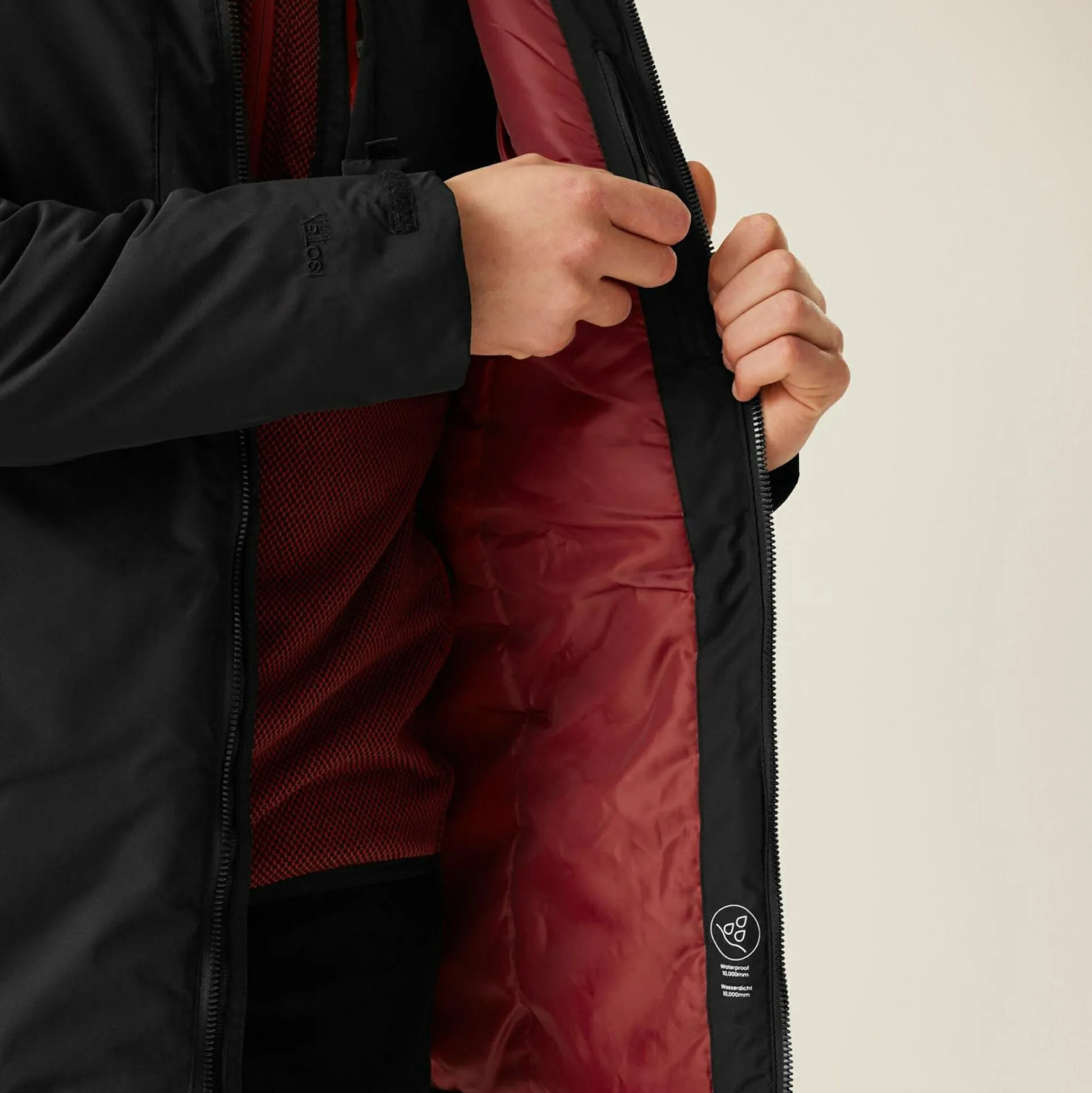 Men's Larrick Waterproof Insulated Jacket | Black Red Ochre