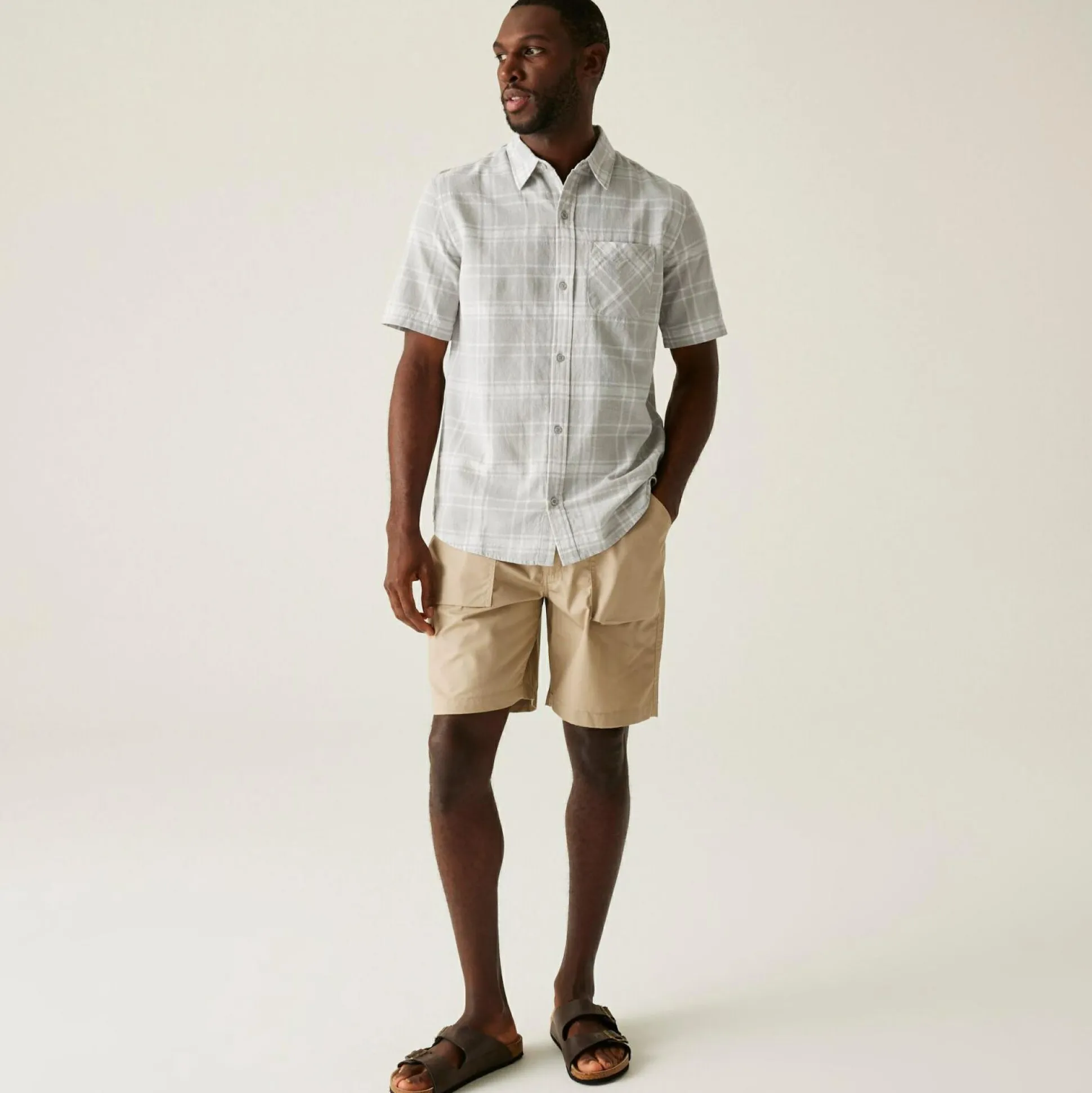 Men's Loran Short Sleeve Shirt | Silver Grey Check