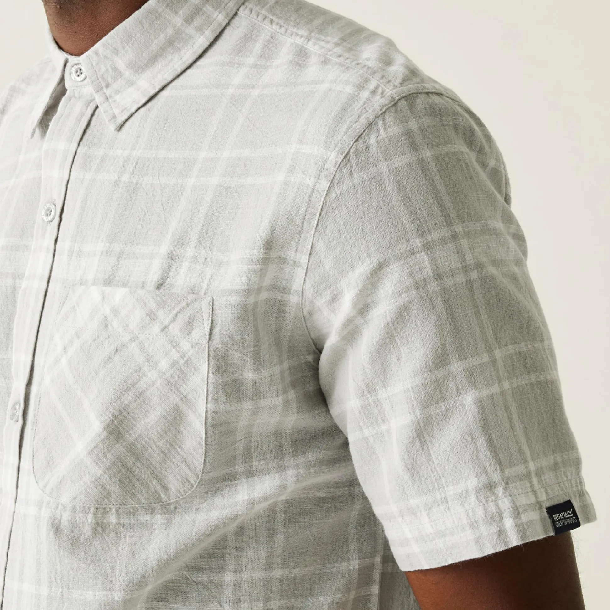 Men's Loran Short Sleeve Shirt | Silver Grey Check