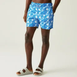 Men's Loras Swim Shorts | Elysium Blue Leaf Seersucker Co-Ord